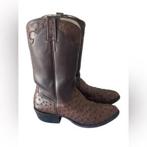 Wheeler Boot Co Houston Custom Brown Full Quill Ostrich Cowboy Boots 9.5